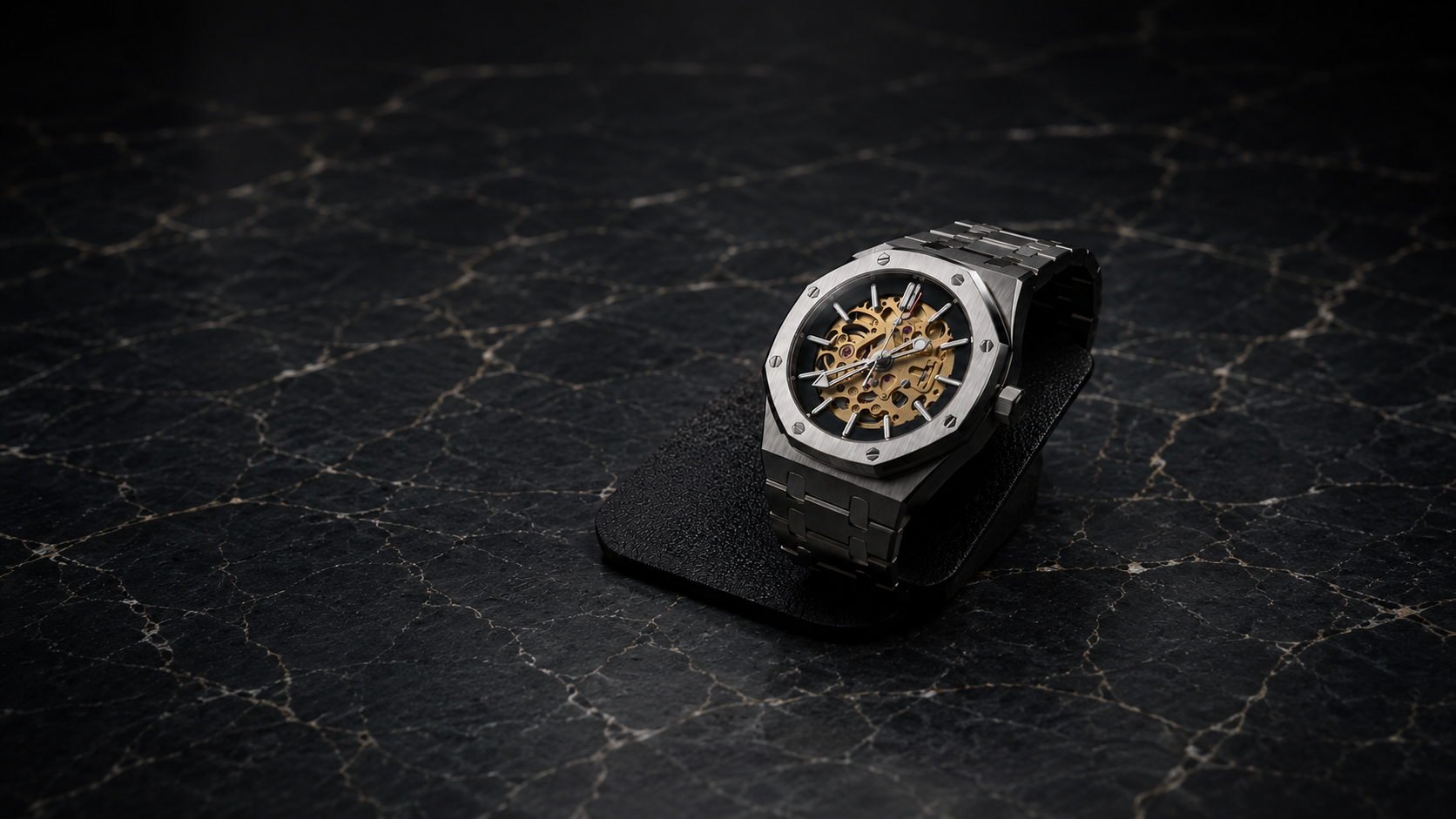 Liberi skeleton watch movement, hand-finished on the bench